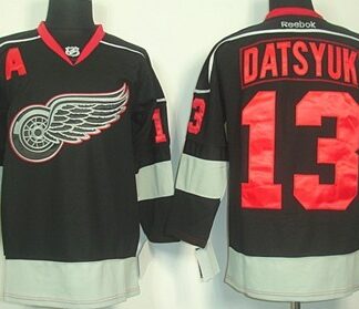 Detroit Red Wings #13 Pavel Datsyuk Black Ice Jersey
