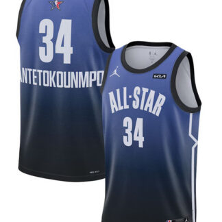 Men's 2023 All-Star #34 Giannis Antetokounmpo Blue Game Swingman Stitched Basketball Jersey
