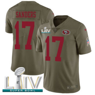 Nike San Francisco 49ers #17 Emmanuel Sanders Olive Super Bowl LIV 2020 Men’s Stitched NFL Limited 2017 Salute To S...