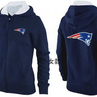 Womens New England Patriots Team Logo 2015 Full Zip Hoodie-55