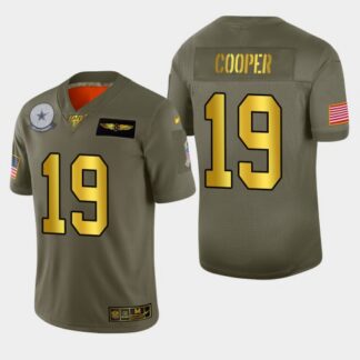 Dallas Cowboys #19 Amari Cooper Men’s Nike Olive Gold 2019 Salute to Service Limited NFL 100 Jersey