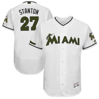 Miami Marlins #27 Giancarlo Stanton White 2017 Memorial Day Flexbase Player Jersey JiaSu