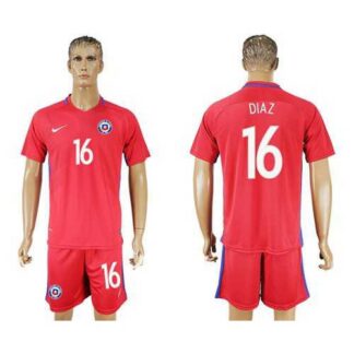 Chile #16 Diaz Home Soccer Country Jersey