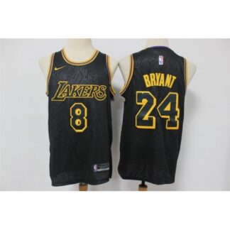 Men's Los Angeles Lakers Front #8 Back #24 Kobe Bryant Black Stitched Jersey RJP5