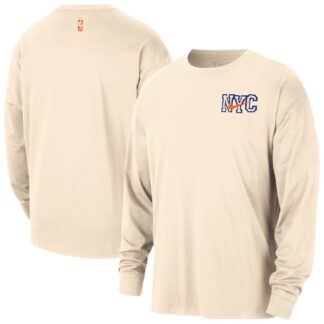 New York Knicks Nike 2025/26 City Edition Remix Essential Logo Long Sleeve T-Shirt – Natural
