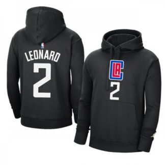 Men's Los Angeles Clippers #2 Kawhi Leonard 2021 Black Pullover Hoodie YDSQ