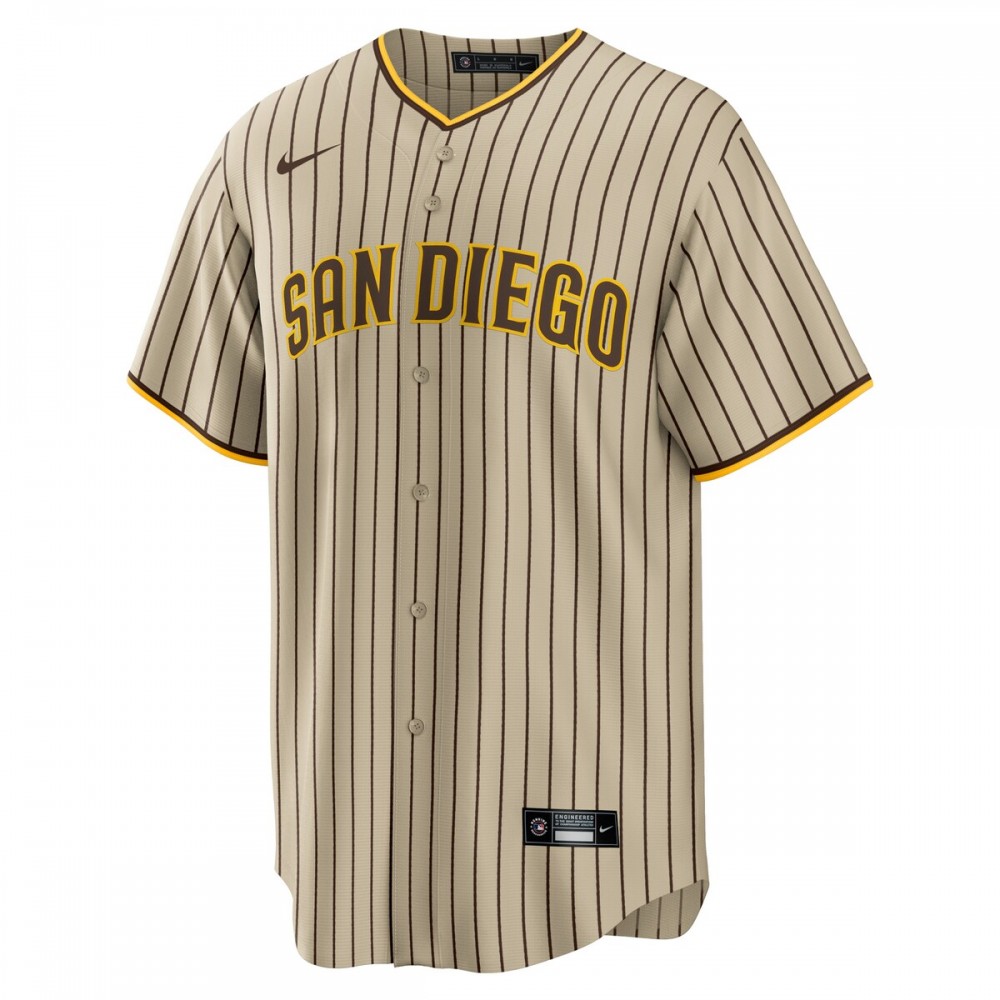 San Diego Padres Nike Road Custom Replica Jersey - Brown - Image 2