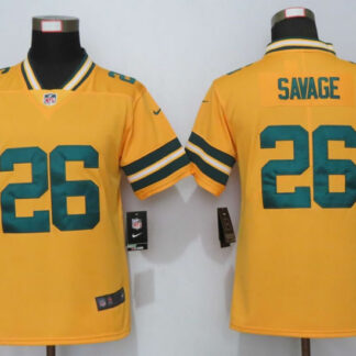 Women Nike Green Bay Packers 26 Savage Vapor Untouchable Nike Gold Inverted Limited Jersey