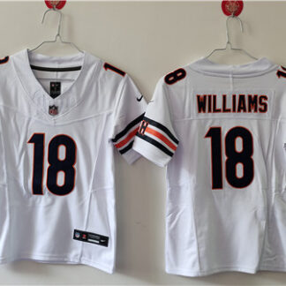 Women's Chicago Bears #18 Caleb Williams White 2024 Draft F.U.S.E. Vapor Football Stitched Jersey(Run Small)