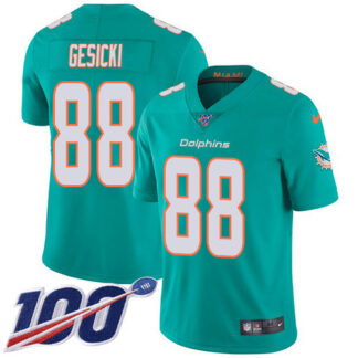 Nike Miami Dolphins #88 Mike Gesicki Aqua Green Team Color Youth Stitched NFL 100th Season Vapor Untouchable Limite...