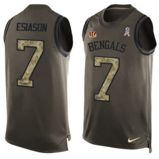 Men's Cincinnati Bengals #7 Boomer Esiason Green Salute to Service Hot Pressing Player Name & Number Nike NFL Tank...