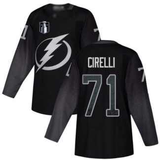 Adidas Tampa Bay Lightning #71 Anthony Cirelli Black 2022 Stanley Cup Final Patch Youth Alternate Authentic Stitche...