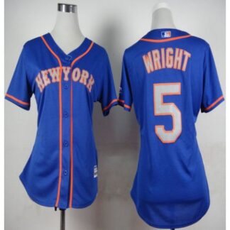 New York Mets #5 David Wright Blue(Grey NO.) Alternate Road Women’s Stitched MLB Jersey