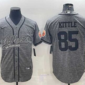 Men's San Francisco 49ers #85 George Kittle Gray With Patch Cool Base Stitched Baseball Jersey
