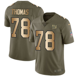 Nike New York Giants #78 Andrew Thomas Olive/Gold Men’s Stitched NFL Limited 2017 Salute To Service Jersey