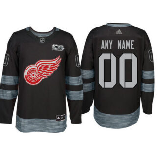 Adidas Detroit Red Wings Black 1917-2017 100th Anniversary Stitched NHL Custom Jersey