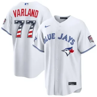 Youth Toronto Blue Jays #77 Louis Varland Nike White 2026 All-Star Edition Stars & Stripes Stadium Jersey