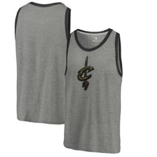 Cleveland Cavaliers Fanatics Branded Camo Collection Prestige Tri-Blend Tank Top - Heathered Gray