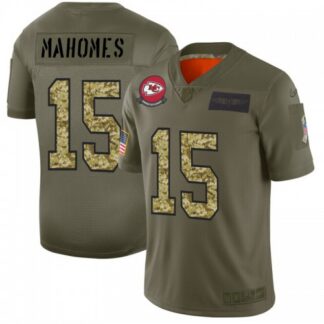 Kansas City Chiefs #15 Patrick Mahomes Men’s Nike 2019 Olive Camo Salute To Service Limited NFL Jersey