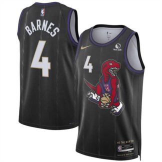 Men's Toronto Raptors #4 Scottie Barnes Black 2024-25 City Edition Stitched Jersey Dzhi