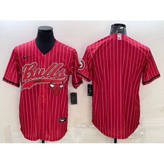 Men's Chicago Bulls Blank Red Cool Base Stitched Baseball Jersey RJT1