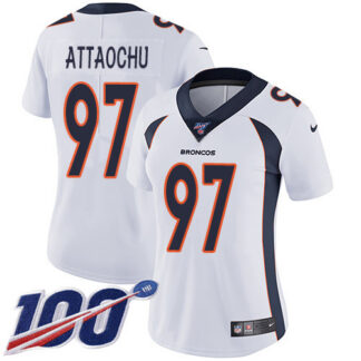 Nike Denver Broncos #97 Jeremiah Attaochu White Women’s Stitched NFL 100th Season Vapor Untouchable Limited Jersey