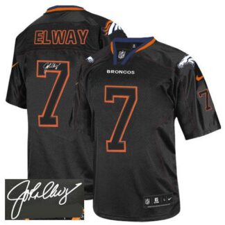 Nike Denver Broncos #7 John Elway Lights Out Black Men’s Stitched NFL Elite Autographed Jersey