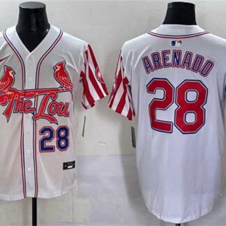 Men's St. Louis Cardinals #28 Nolan Arenado White Independence Day Vapor Premier Limited Stitched Baseball Jersey
