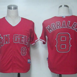 Youth Anaheim Angels #8 Morales Red Cool Base Jerseys