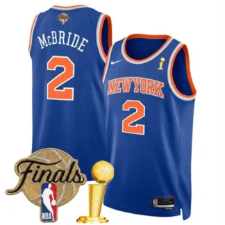 Men's New York Knicks #2 Miles McBride Blue 2026 Finals Patch And Finals Champions Patch Icon Edition Stitched Bask...
