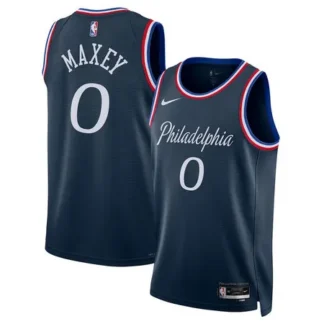 Men's Philadelphia 76ers #0 Tyrese Maxey Nike Navy 2025/26 Swingman City Edition Jersey