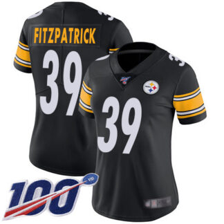 Nike Pittsburgh Steelers #39 Minkah Fitzpatrick Black Team Color Women’s Stitched NFL 100th Season Vapor Limited Je...