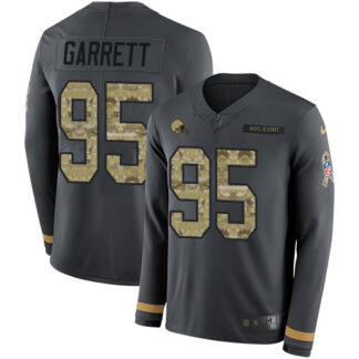 Nike Cleveland Browns #95 Myles Garrett Anthracite Salute to Service Men’s Stitched NFL Limited Therma Long Sleeve...
