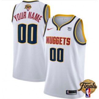 Men's Denver Nuggets White 2023 Finals Association Edition Custom Jersey
