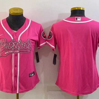 Women's New England Patriots Blank Pink With Patch Cool Base Stitched Baseball Jersey