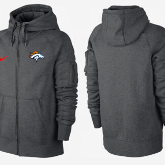 Men Denver Broncos Team Logo Full Zip NFL Hoodie (21)