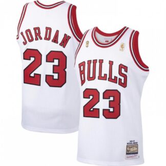 Men's Chicago Bulls Michael Jordan #23 Throwback White 1996-97 Hardwood Classics Player Jersey
